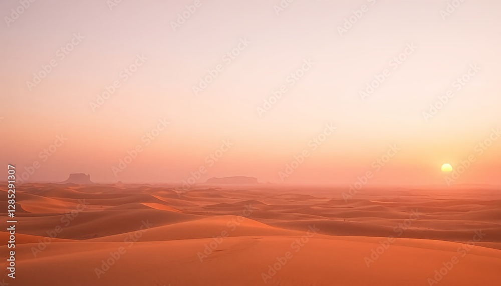 Soft Golden Desert Dunes at Sunrise – Tranquil and Vast Landscape Soft Golden Desert Dunes at Sunrise – Tranquil and Vast Landscape