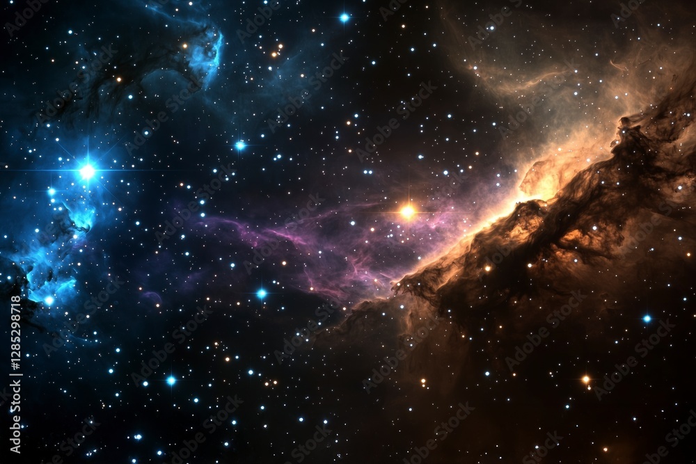 Obraz premium Vibrant cosmic scene showcasing stars, nebulas, and deep space colors.