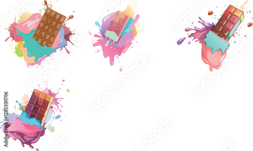 Chocolate bar watercolor vector art design watercolor splash
