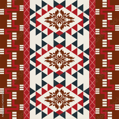 Fabric pattern native american design geometric pattern navajo , boho , american indian style pattern seamless vector for fabric patterns, curtains or home decorations.