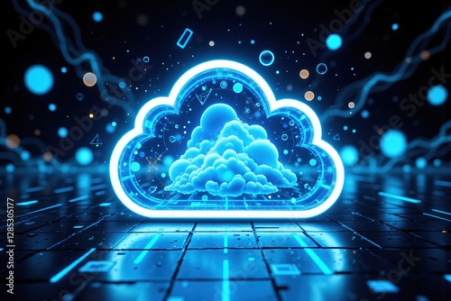 Futuristic Cloud Computing Concept with Digital Network Connections
