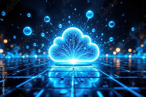 Futuristic Cloud Computing Concept with Digital Network Connections