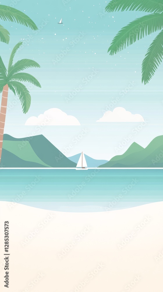 Obraz premium Cartoon beach scene illustration