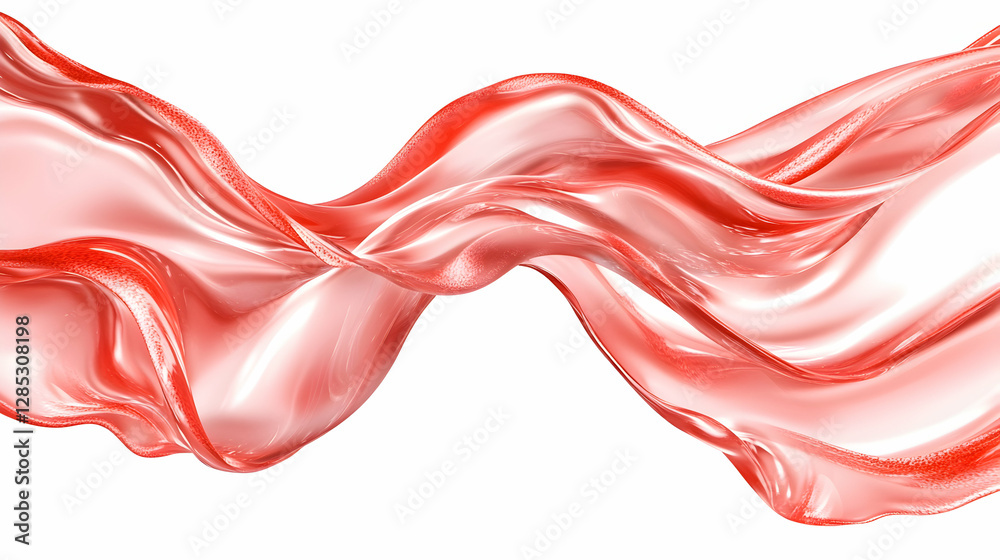 Red liquid flowing, abstract swirl, white background, design element Red liquid flowing, abstract swirl, white background, design element
