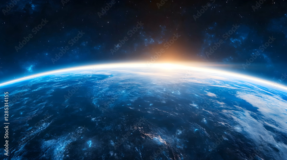 Obraz premium Sunrise Earth Orbit Space View Background Wallpaper