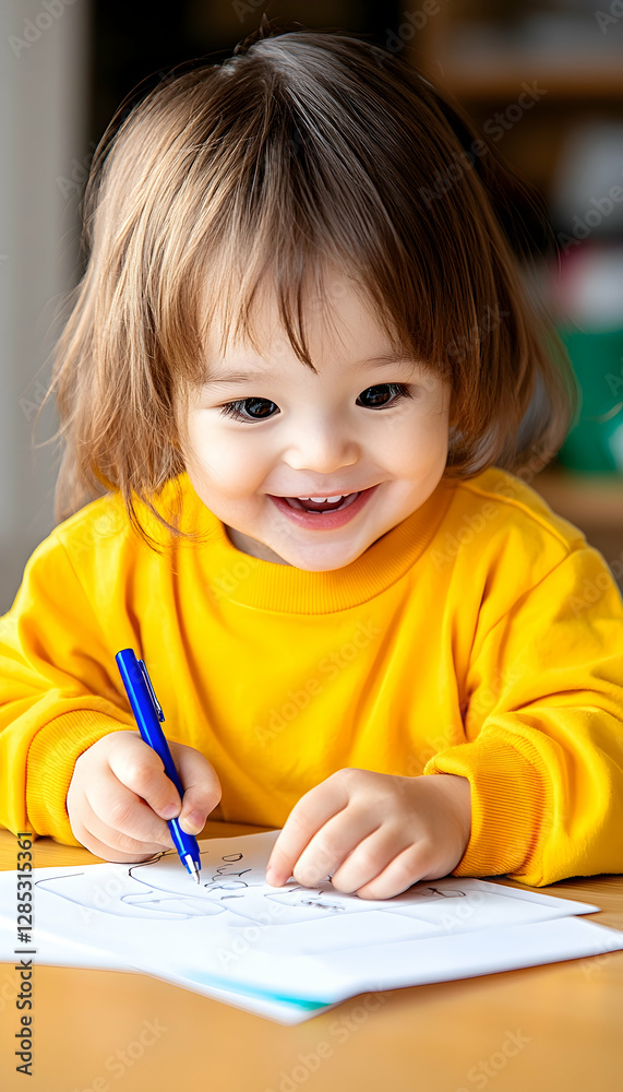 Toddler drawing, happy, home, table, indoor Toddler drawing, happy, home, table, indoor