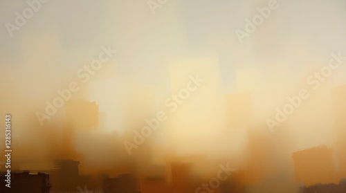 Orange light paints the urban cityscape silhouette at sunset