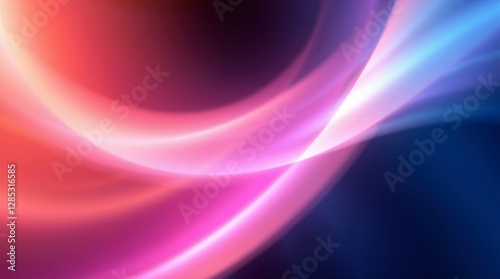Abstract purple and pink hues flow with light waves in a smooth, digital design