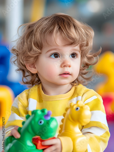Toddler playing with toys in indoor playground
