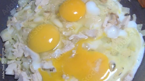 fried egg in a frying pan