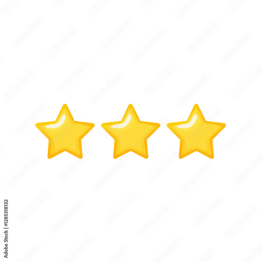 Three-Star Rating Review Icon Representing Moderate Quality and Customer Feedback Three-Star Rating Review Icon Representing Moderate Quality and Customer Feedback