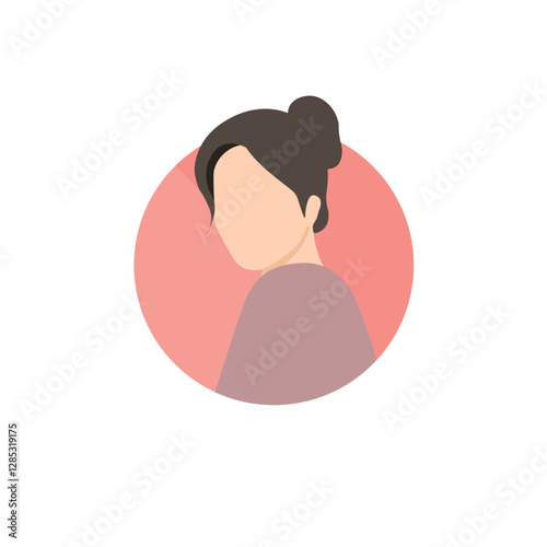 Girl with hair bun for user profile, avatar, web design, etc.
