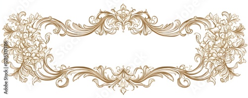 Ornate vintage floral frame with detailed flourishes and space