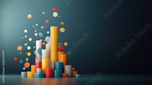 Colorful Geometric Portfolio Diversification, vibrant assets illustrating financial strategies through dynamic shapes and analytical design elements