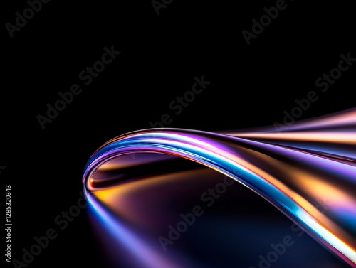 Abstract Chromatic Curve Illuminated Against a Deep Black Backdrop for Modern Sophisticated Designs