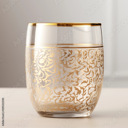 Goldrimmed Glass with Floral Pattern photo