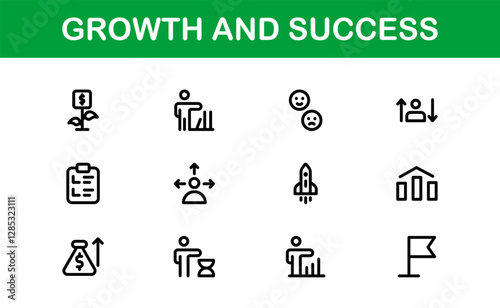 Success and Growth Icon Collection. Premium Icons for Personal Development, Growth, and Goal Achievement