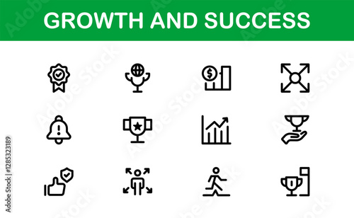 Success and Growth Icon Collection. Premium Icons for Personal Development, Growth, and Goal Achievement