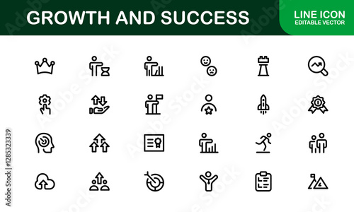 Success and Growth Icon Collection. Premium Icons for Personal Development, Growth, and Goal Achievement
