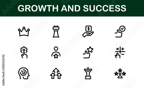 Success and Growth Icon Collection. Premium Icons for Personal Development, Growth, and Goal Achievement