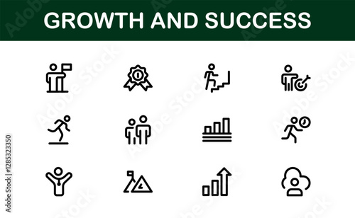 Success and Growth Icon Collection. Premium Icons for Personal Development, Growth, and Goal Achievement