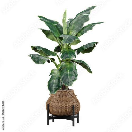collection of Hardy banana Plant in planter isolated on transparent Canvas
