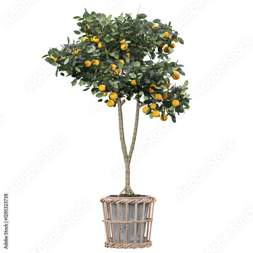Canvastavla collection of Meyer lemon Plant in planter isolated on transparent Canvas