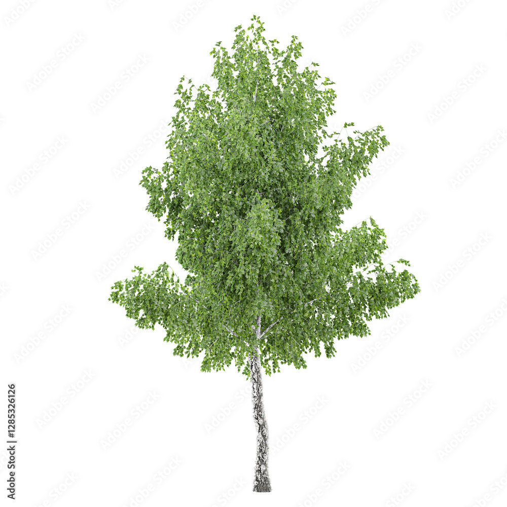Fototapeta premium Beautiful shape of green birch tree tree isolated on transparent Canvas