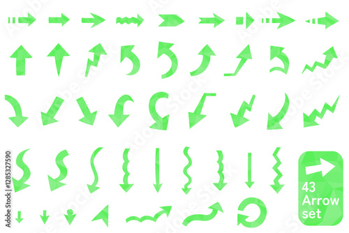 緑色の手書き風矢印アイコンセット