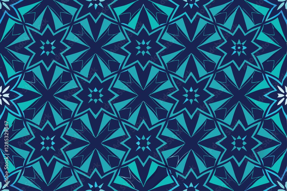 Fototapeta premium Dark Blue Art Deco Geometric Seamless Pattern. 