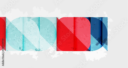 Squares, circles and triangles and grainy noisy texture. Vector Illustration For Wallpaper, Banner, Background, Card, Book Illustration, landing page