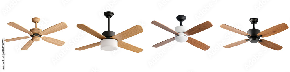 Collection of different stylish and contemporary rotating ceiling fans featuring various interior design aesthetics such as modern industrial and minimalist The fans come in different colors Collection of different stylish and contemporary rotating ceiling fans featuring various interior design aesthetics such as modern industrial and minimalist The fans come in different colors