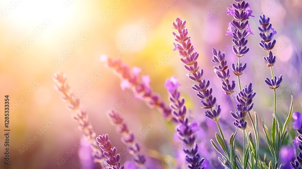 Obraz premium Breathtaking Lavender Blooming in Soft Morning Light : Generative AI
