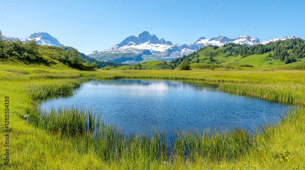 Mountain lake, Swiss Alps, tranquil scene, nature, background, landscape, photo, travel Mountain lake, Swiss Alps, tranquil scene, nature, background, landscape, photo, travel
