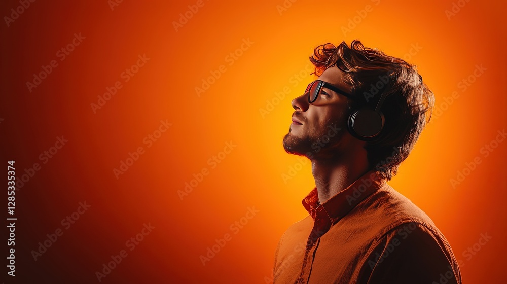Adaptive communication, young man with hearing aids on a video call, modern workspace, showcasing inclusive technology in action