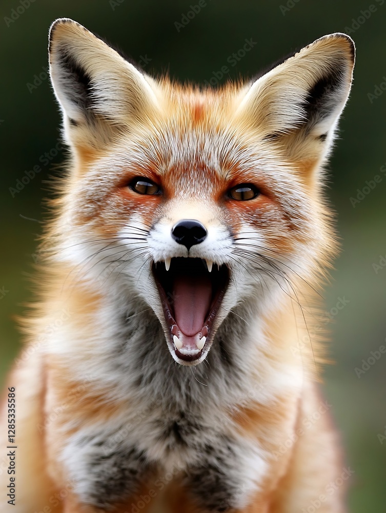 Fototapeta premium Majestic Red Fox with Fierce Expression Captured in Close-Up Portrait : Generative AI