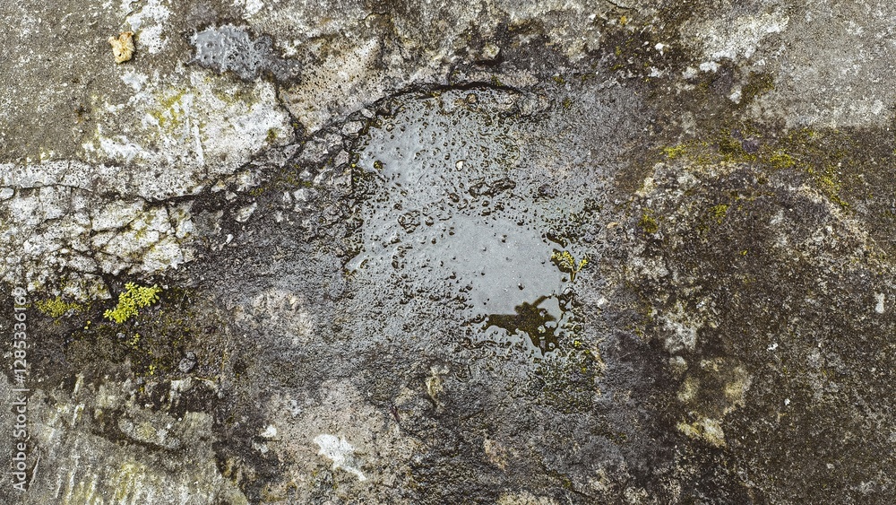 Close-up Shot of Grunge Concrete Texture with Cracks and Water Pooling Close-up Shot of Grunge Concrete Texture with Cracks and Water Pooling