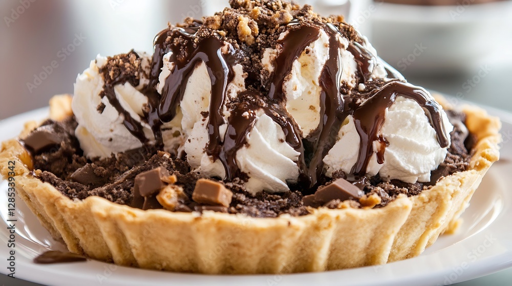 Delicious Chocolate Cream Pie with Toppings Ready to Be Served : Generative AI Delicious Chocolate Cream Pie with Toppings Ready to Be Served : Generative AI
