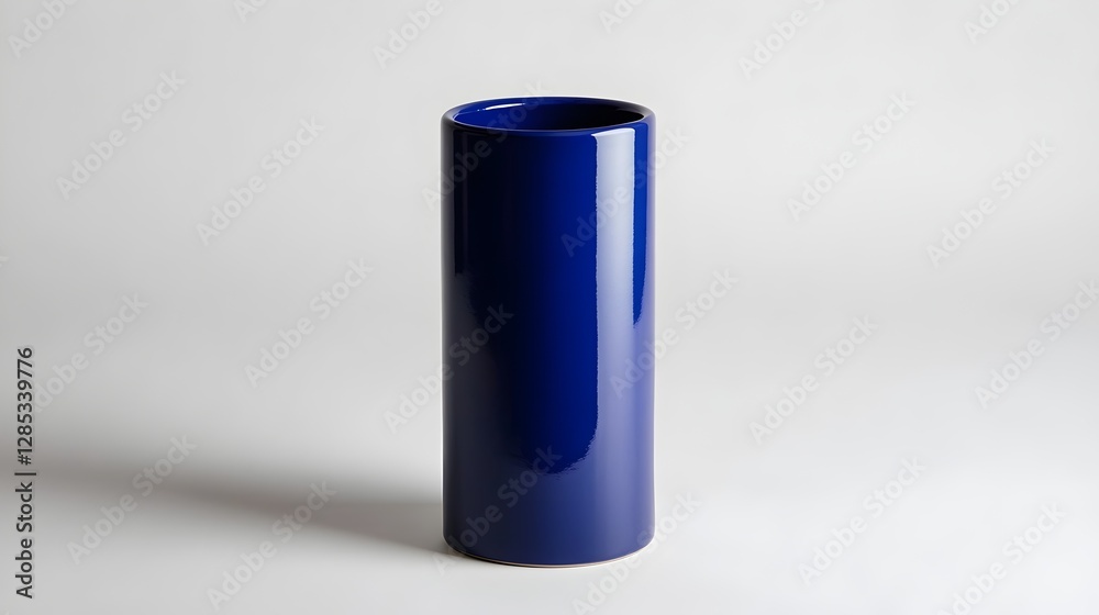 Elegant Glossy Blue Cylindrical Ceramic Vase Home Decor Display Elegant Glossy Blue Cylindrical Ceramic Vase Home Decor Display