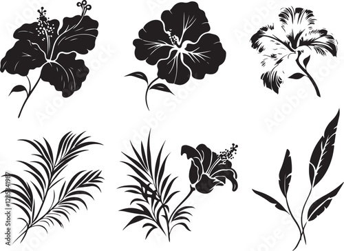 Intertwined Blossoms: A Black and White Floral Pattern
