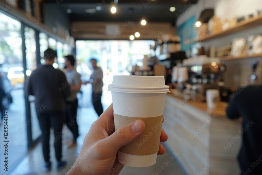 custom made wallpaper toronto digitalHand Holding Togo Coffee Cup Coffee Shop Closeup Image Urban Environment Casual Viewpoint Daily Routine Concept