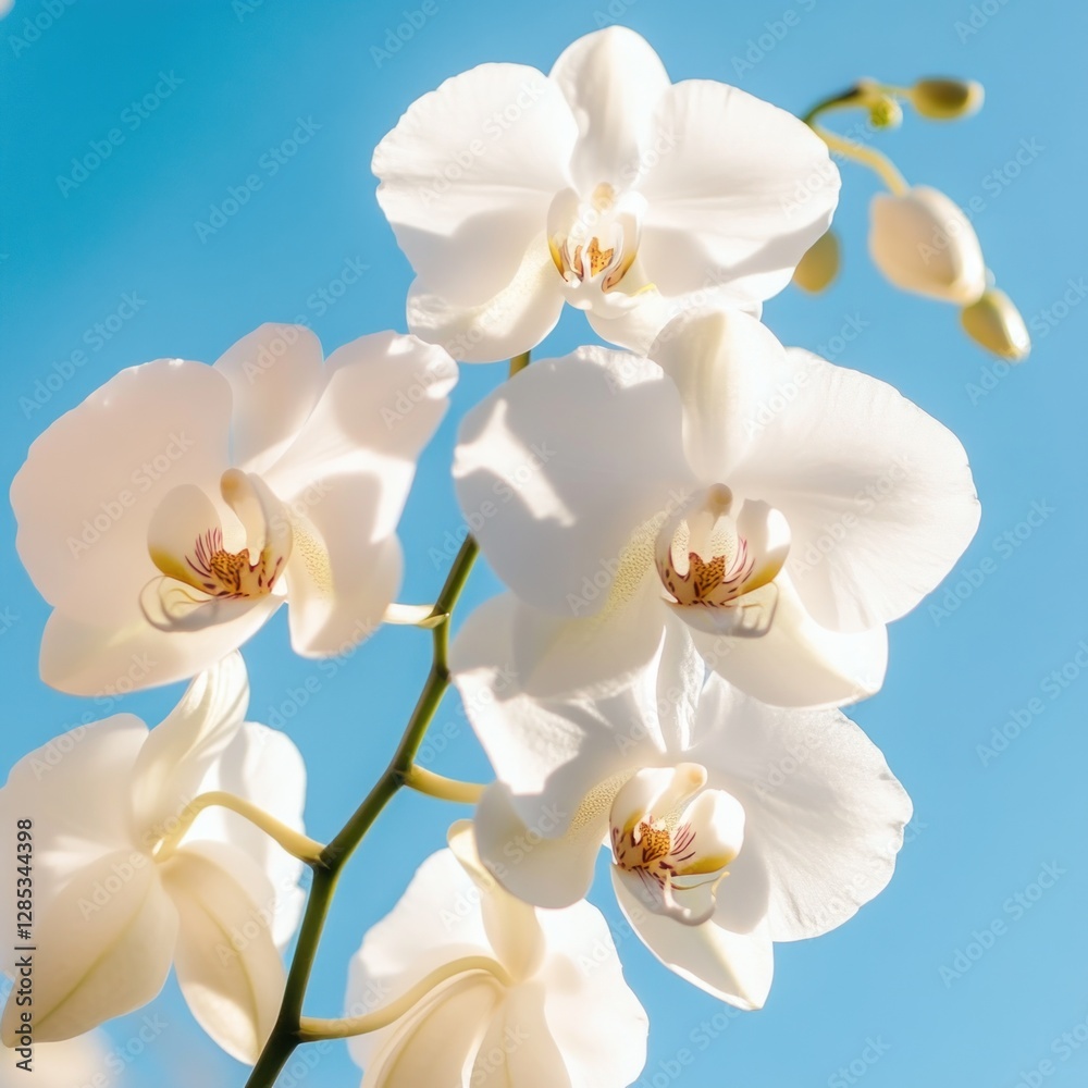 Obraz premium Orchid blossoms against blue sky
