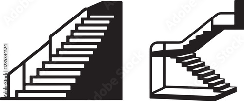 stair logo clip art silhouette icon design vector illustration