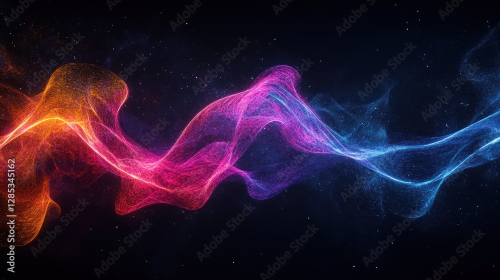 Colorful Abstract Waves of Light Flowing in a Cosmic Space Colorful Abstract Waves of Light Flowing in a Cosmic Space