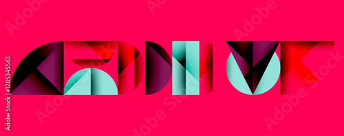 Abstract geometric pattern with intersecting circles and triangles in gradients. The high-contrast composition creates depth and a dynamic, modern aesthetic