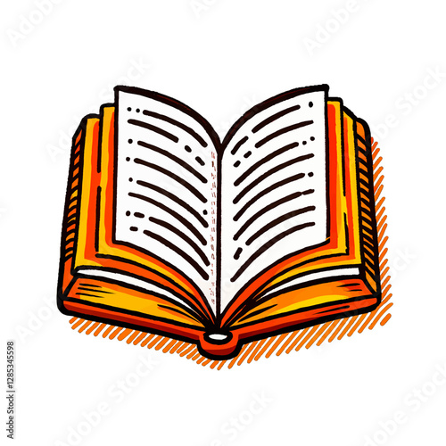 An Open Book, Hand-Drawn Illustration
