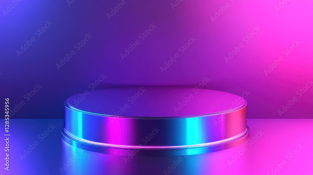 Illuminated Circular Platform in Vibrant Purple and Blue Lighting Illuminated Circular Platform in Vibrant Purple and Blue Lighting