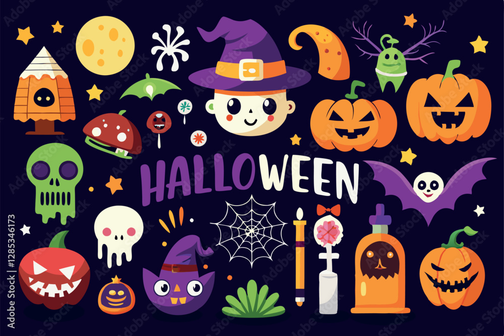 Halloween template set. Halloween lettering collection.
Halloween template set. Halloween lettering collection.
