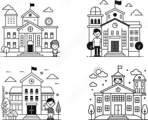 A "Minimalistic Black and White Line Art Illustration" features simple, clean lines in black and white, focusing on essential shapes and forms with no unnecessary details. This style is often used for