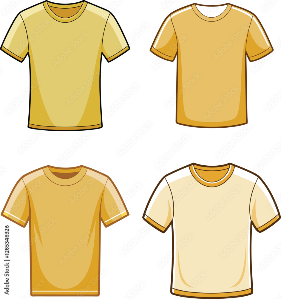 Naklejka premium Blue T-Shirt Mockup Vector Set Apparel Templates